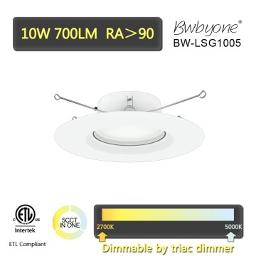 10W 700LM BW-LSG1005 LED Recessed Mounted rotating trim Downlight