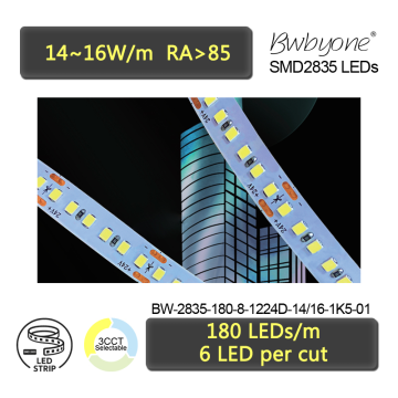 2835 LED Strip 180 LEDs/m 8mm Width for Refined General Lighting Applications