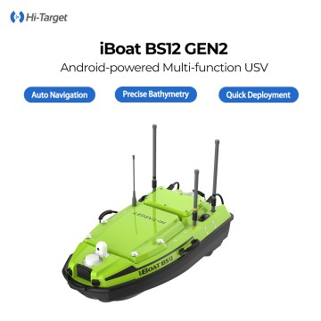 Hi-Target iBoat BS12 GEN2 USV、RTK+IMU測位モジュール式水路測量船（水深測量、ADCP、水質モニタリング用）