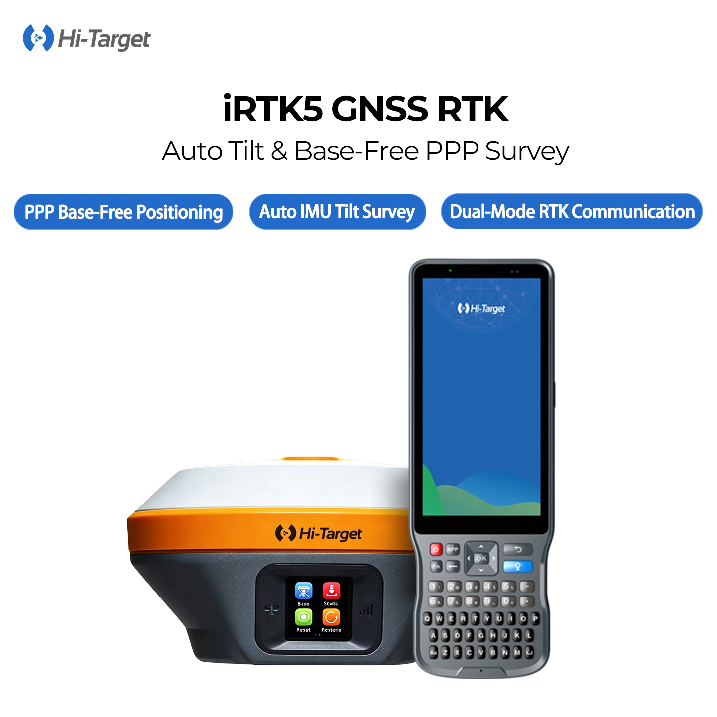 Hi Target IRTK5 GNSS RTK System Receiver GPS RTK DGPS Rover and Base with OLED Touch Screen