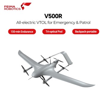 Feima V500R Portable VTOL Fixed‑Wing Drone, 150‑Min Endurance with EO‑IR Pod for Emergency Rescue & Pipeline Inspection