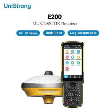 Contrôleur de levé UniStrong E200 : collecteur de données portable et robuste, compatible Android, avec logiciel eSurvey pour levés topographiques GNSS RTK, cartographie et implantation.