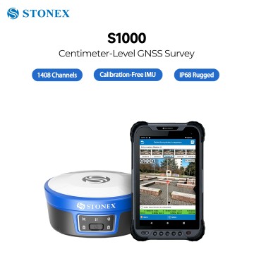 STONEX S1000 GNSS RTK Receiver, IMU Tilt Survey, AR Stakeout, Integrated Laser & Photogrammetry