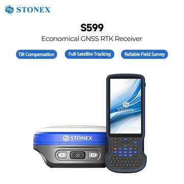 Récepteur GNSS RTK compact Stonex S599, 1408 canaux multi-constellation, levé topographique avec inclinaison IMU ±60°, caméra intégrée, implantation AR, équipement topographique léger IP68