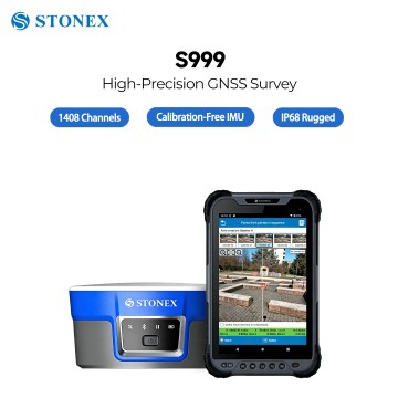 STONEX S999 GNSS RTK Receiver, Dual‑Camera Visual Stakeout, 1408‑Channel IMU Tilt Survey