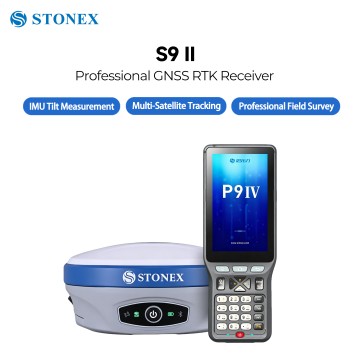 Récepteur GNSS RTK professionnel Stonex S9Ⅱ, 1408 canaux multi-constellation, levés topographiques avec inclinabilité IMU ±60°, radio UHF intégrée et externe, connectivité cellulaire 4G, instrument de levé robuste IP67