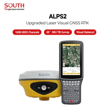 SOUTH ALPS2 GNSS RTK Receiver, Laser Range Finding RTK with Dual‑Camera AR Stakeout & 60° IMU Tilt Survey