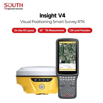 SOUTH Insight V4 GNSS RTK Receiver, 1698‑Channel 5th‑Gen IMU Tilt Survey RTK with Dual‑Camera AR Stakeout & Farlink 2.0 Radio