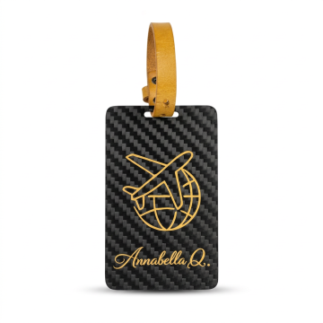Custom Carbon Fiber Luggage Tag Personalized Travel Tag with Logo Engraving for Corporate Gifts