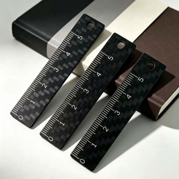 Custom Carbon Fiber Straight Ruler Keychain Mini Measuring Tool for Outdoor and Daily Use