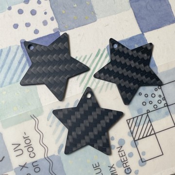 Twill Weave Carbon Fiber Star Pendant, DIY Necklace & Keychain Charm