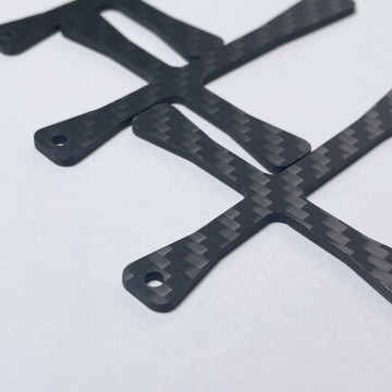 Curved Flared Carbon Fiber Cross Pendant, Lightweight CNC Cut Cross Charm for Necklace