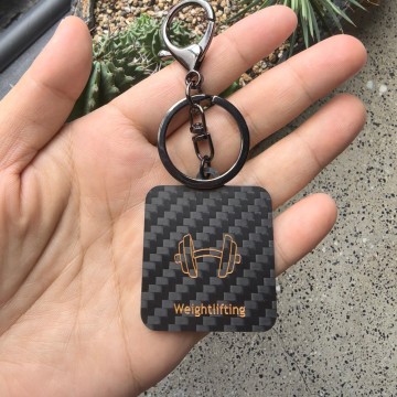 Custom Square Carbon Fiber Keychain Tag with Personalized Pattern and Logo Engraving