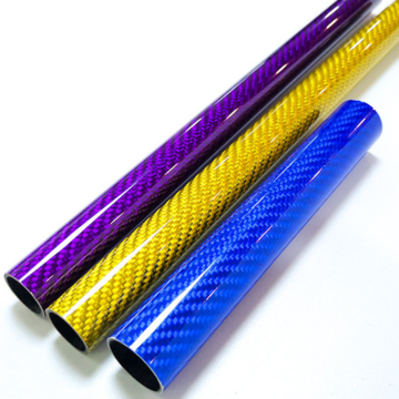 Colorful roll-wrapped 3K twill glossy carbon fiber tube
