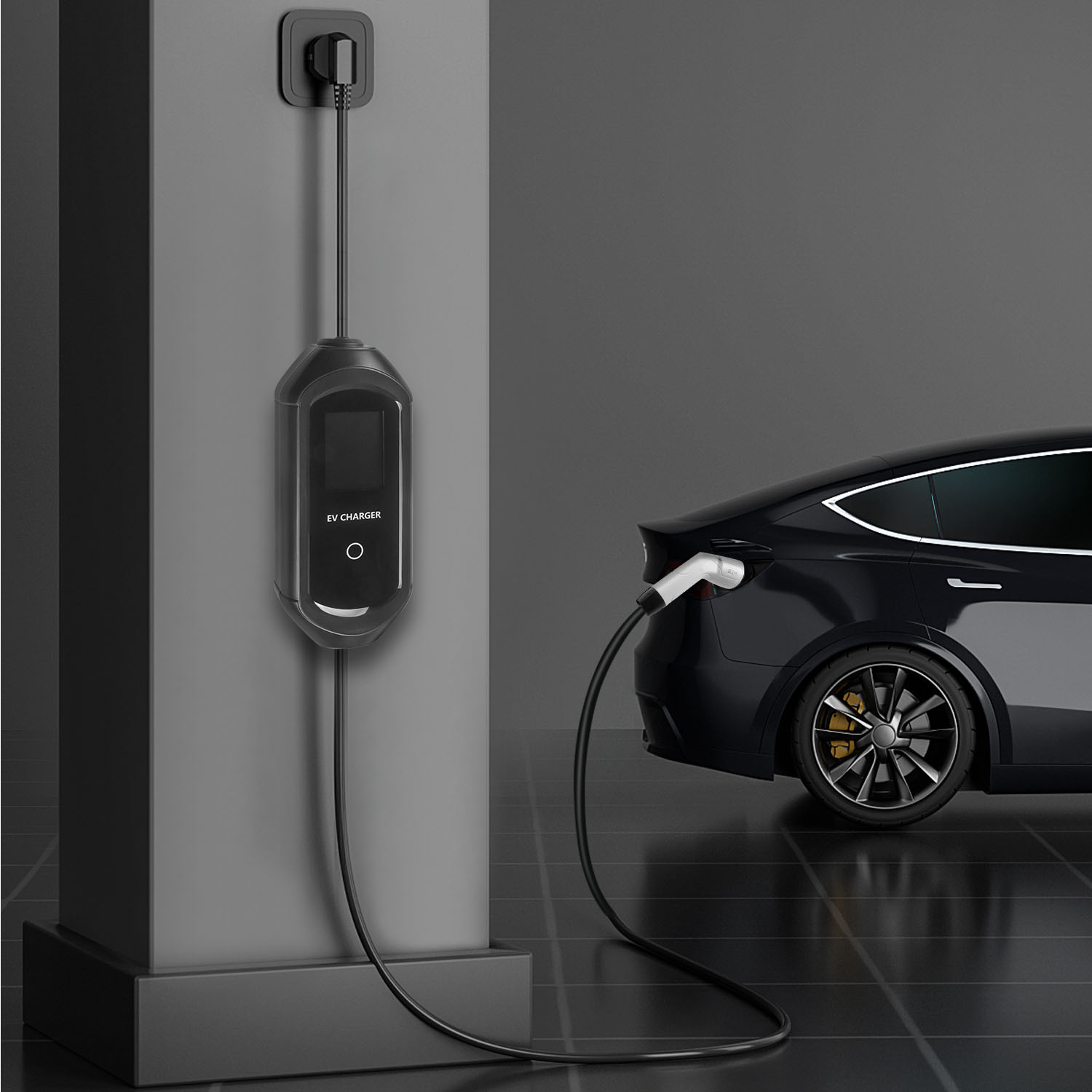 Портативное зарядное устройство для электромобилей 16A 3.5KW с NEMA 14-30P штекером и большим экраном