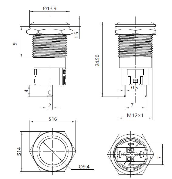 Anti-Vandal Pushbutton Drawing