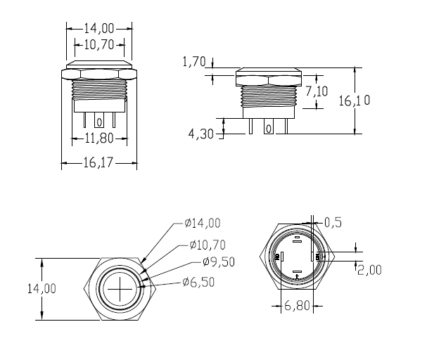Illuminated Push button Drawing