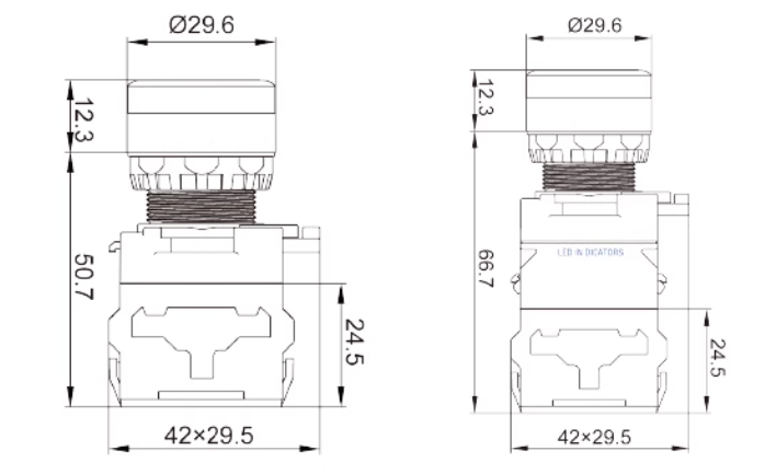 LA38 Push Button Switch Drawing