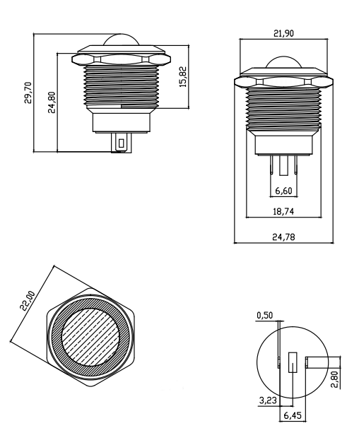 Led Metal Indicator Light Drawing
