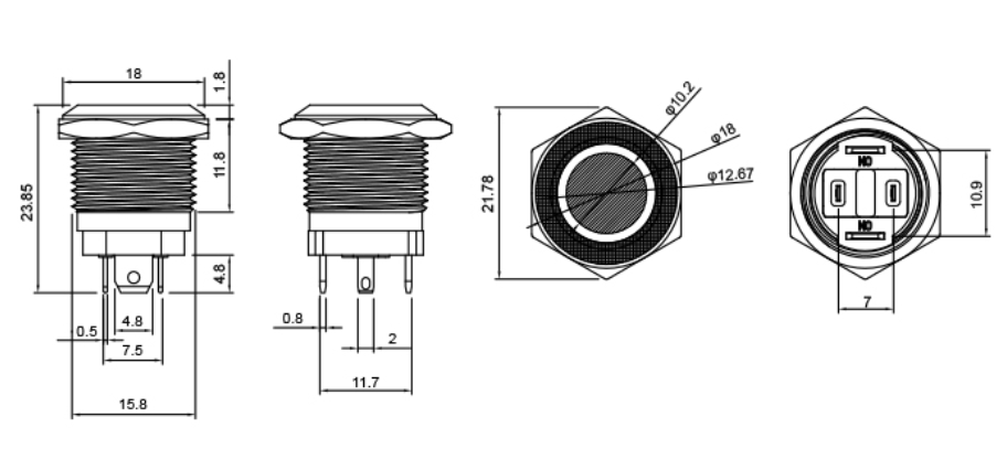 Metal push button switch Drawing