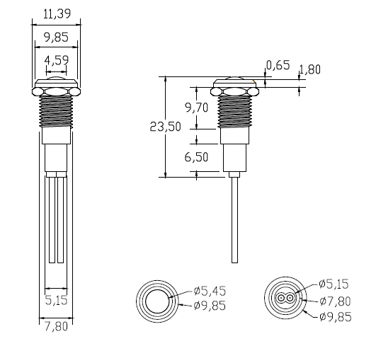 Metal Signal Indicator Lamp with wire Drawing