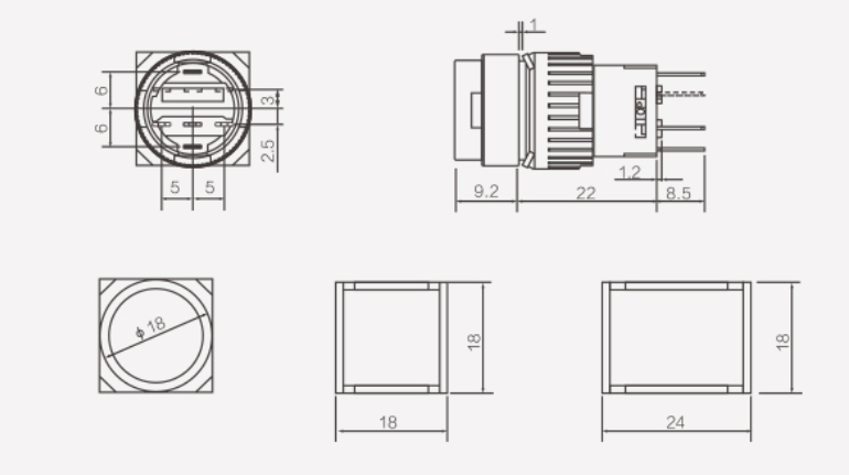 Plastic Button Switch Drawing