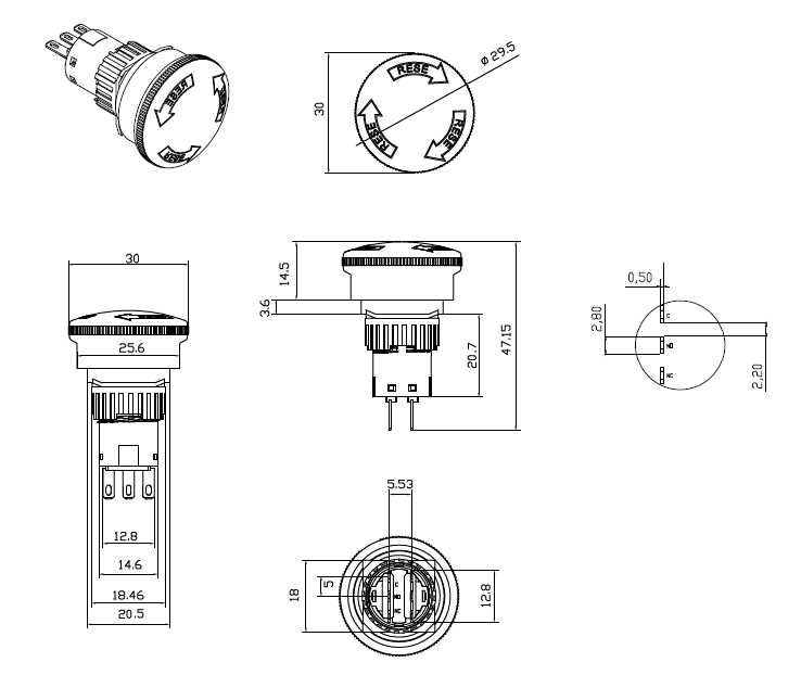 Plastic Emergency Stop Button Drawing