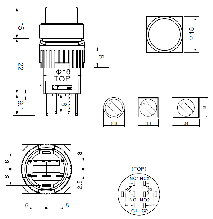 Plastic Selector Switch Drawing