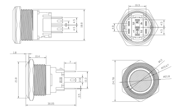Push Button Momentary Drawing