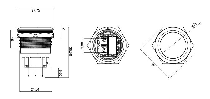 Reset Push Button Switch Drawing