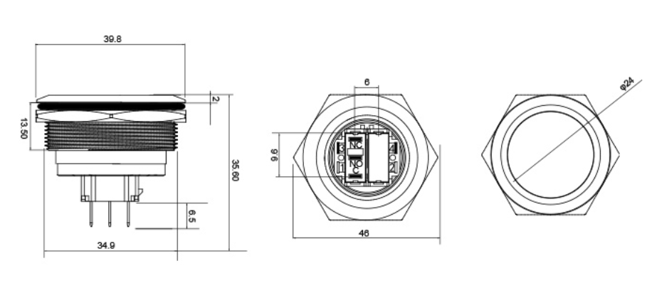 Ring Led Push Button Drawing