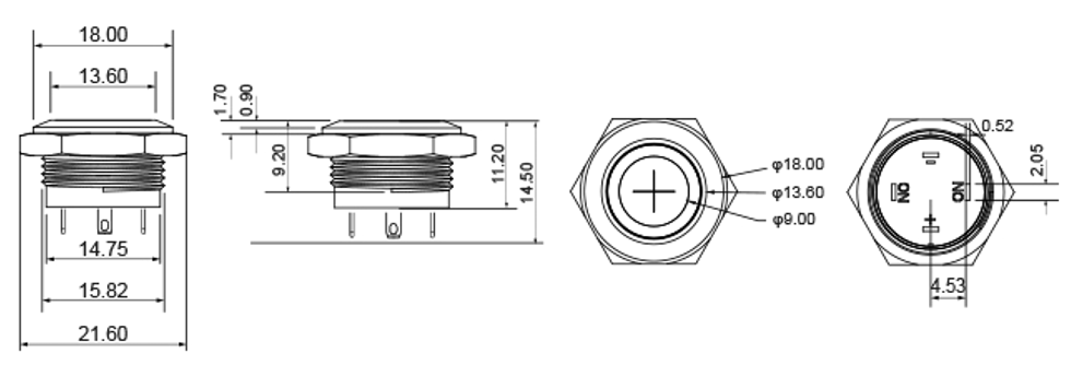 Momentary Push Button Switches Drawing
