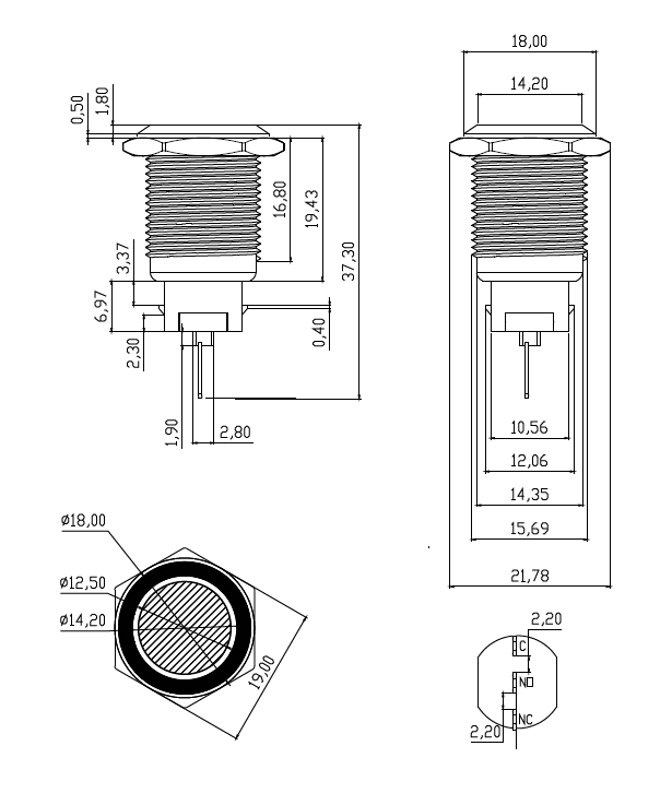Led Push Button Drawing