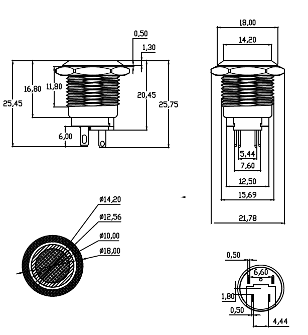 Led Push Button Switches Drawing