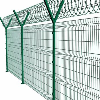 Industrial Fence Wall Panels Airport Bordered Security Fencing Y Shaped Arm 3D Rigid Fence Panel