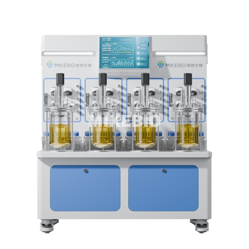 PLC Precise Control Quadruple Connected Fermenter with Four Glass Tanks