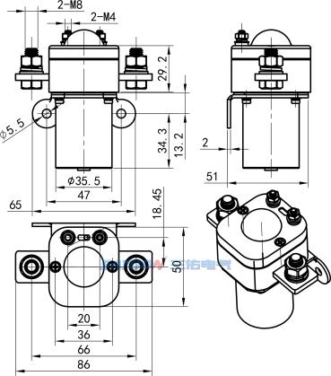 JCC200A Normally Open DC Contactor