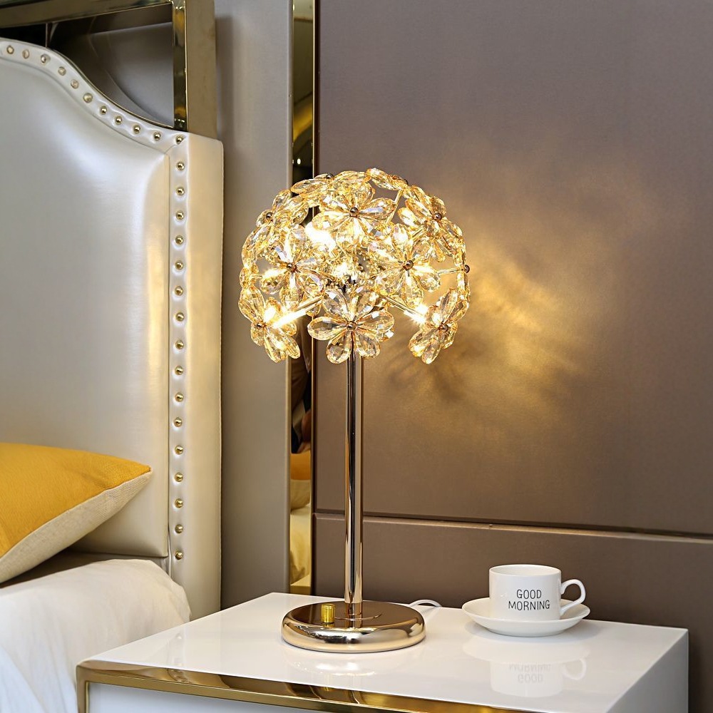 Modern Dandelion Crystal Table Lamp for Bedroom