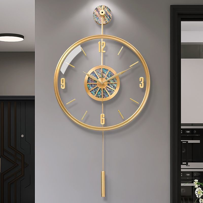 Copper bras sea shell wall clock