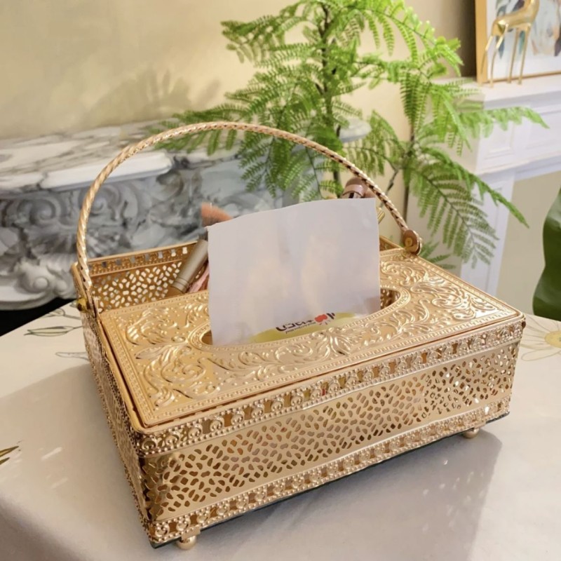 Luxury Metal Storage Box for Tissues and Pens