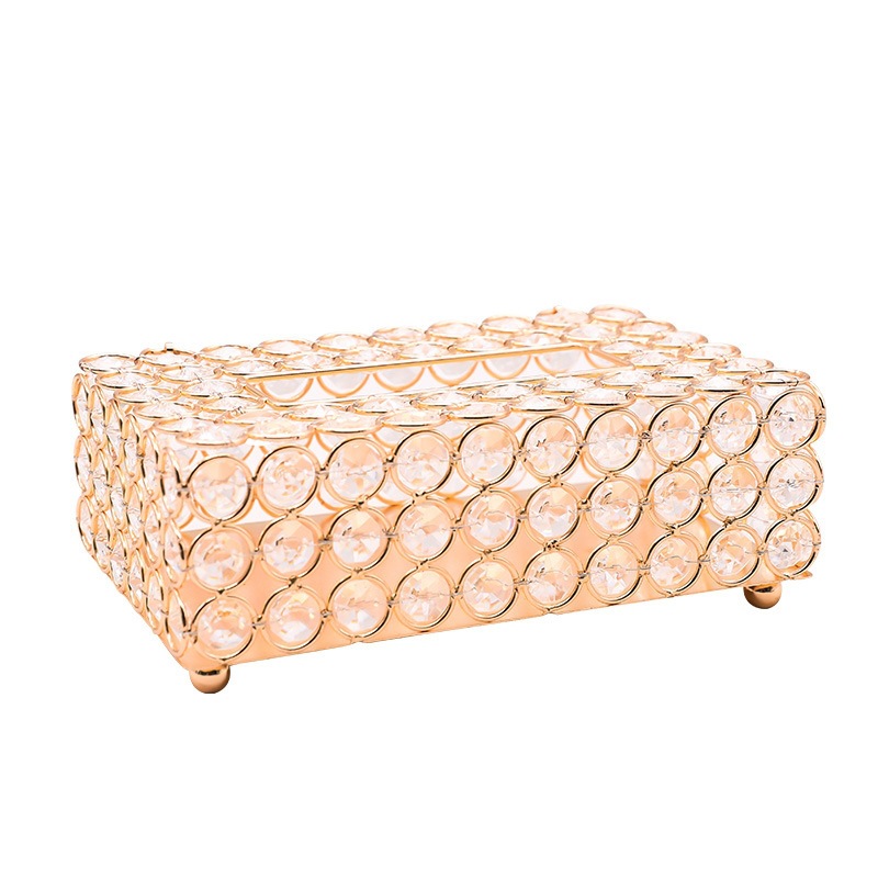 Luxury Crystal Gold Transparent Tissue Storage Box