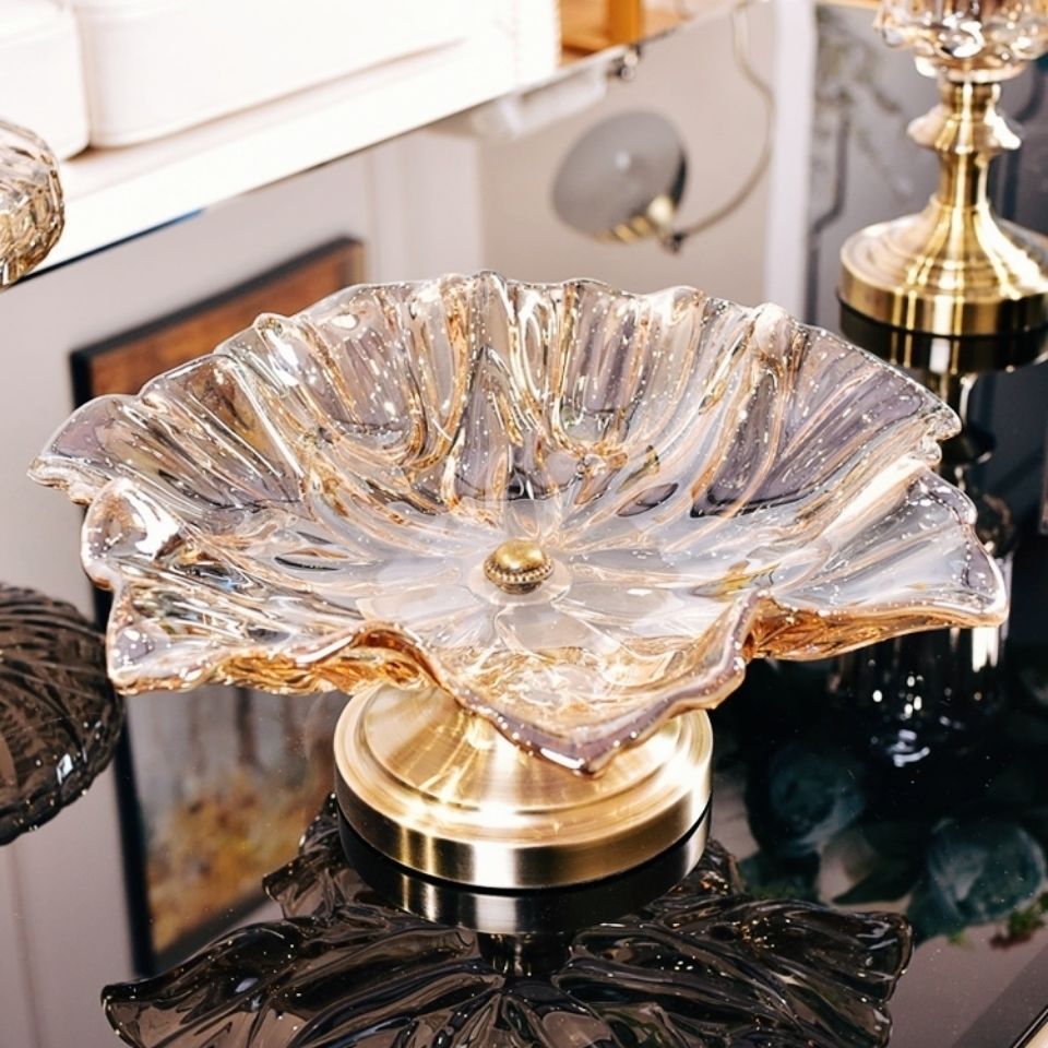 Luxury Crystal Glass Fruit Plate for Living Room