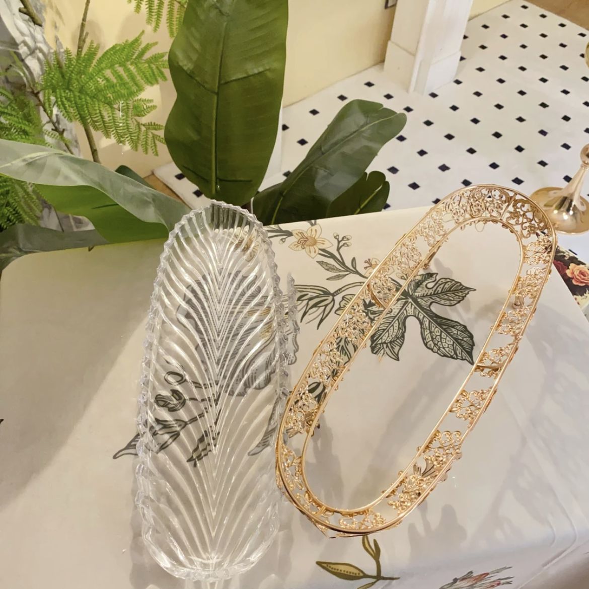 Elegant Crystal Glass Long Tray