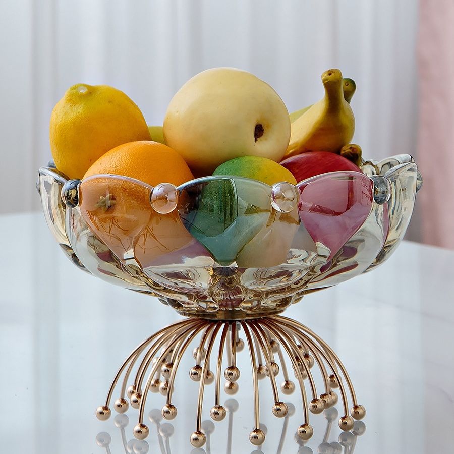 European Stylish Metal and Glass Fruit Plate