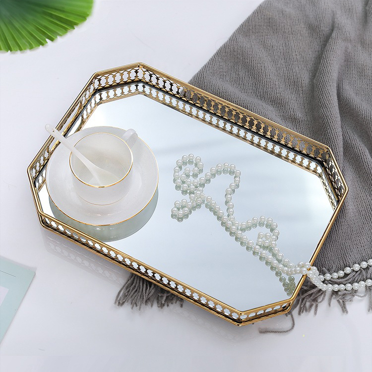 Light luxury glass metal decorative tray