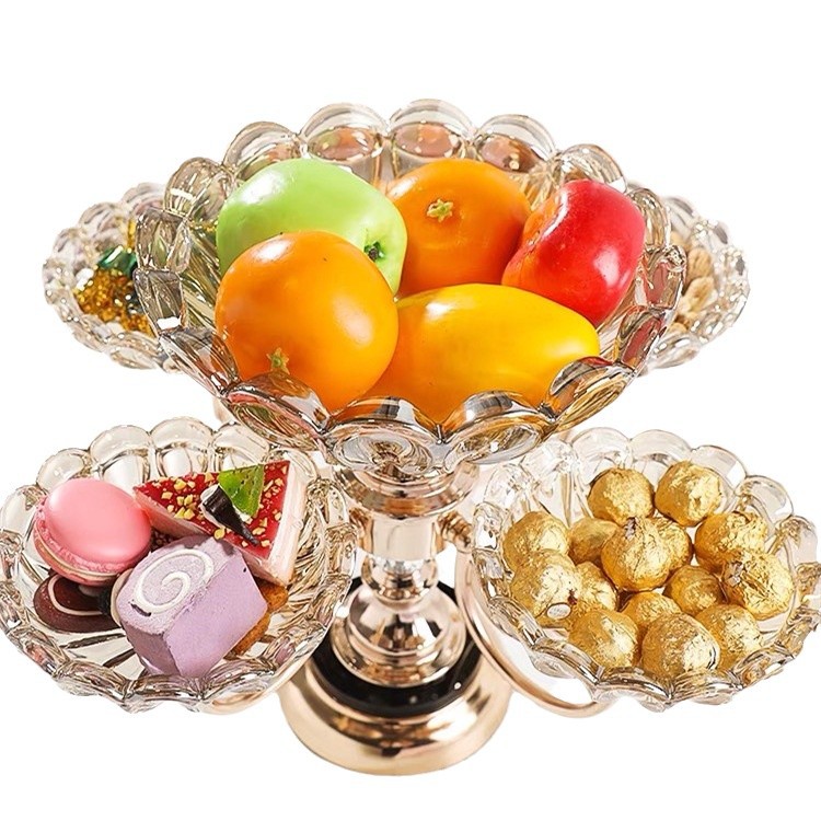 Multi-Layer Crystal Glass Snack Plate