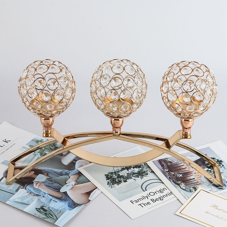 Elegant Three-Head Crystal Candle Holder