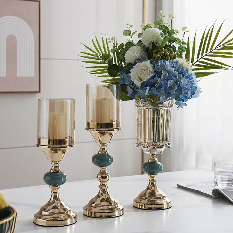 Elegant European Ceramic Metal Candle Holders