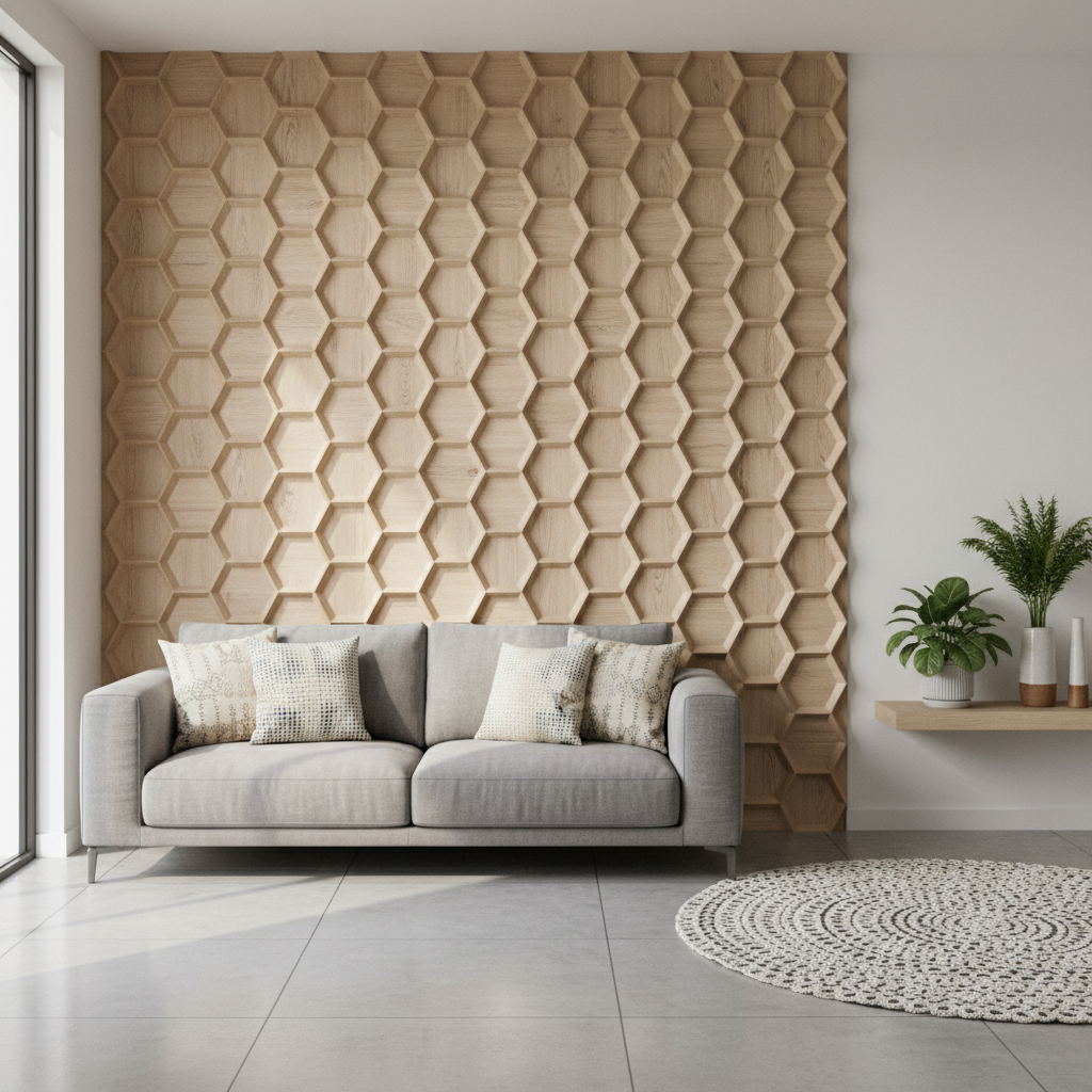 Wpc 3d Panel For Residential Interior Decoration