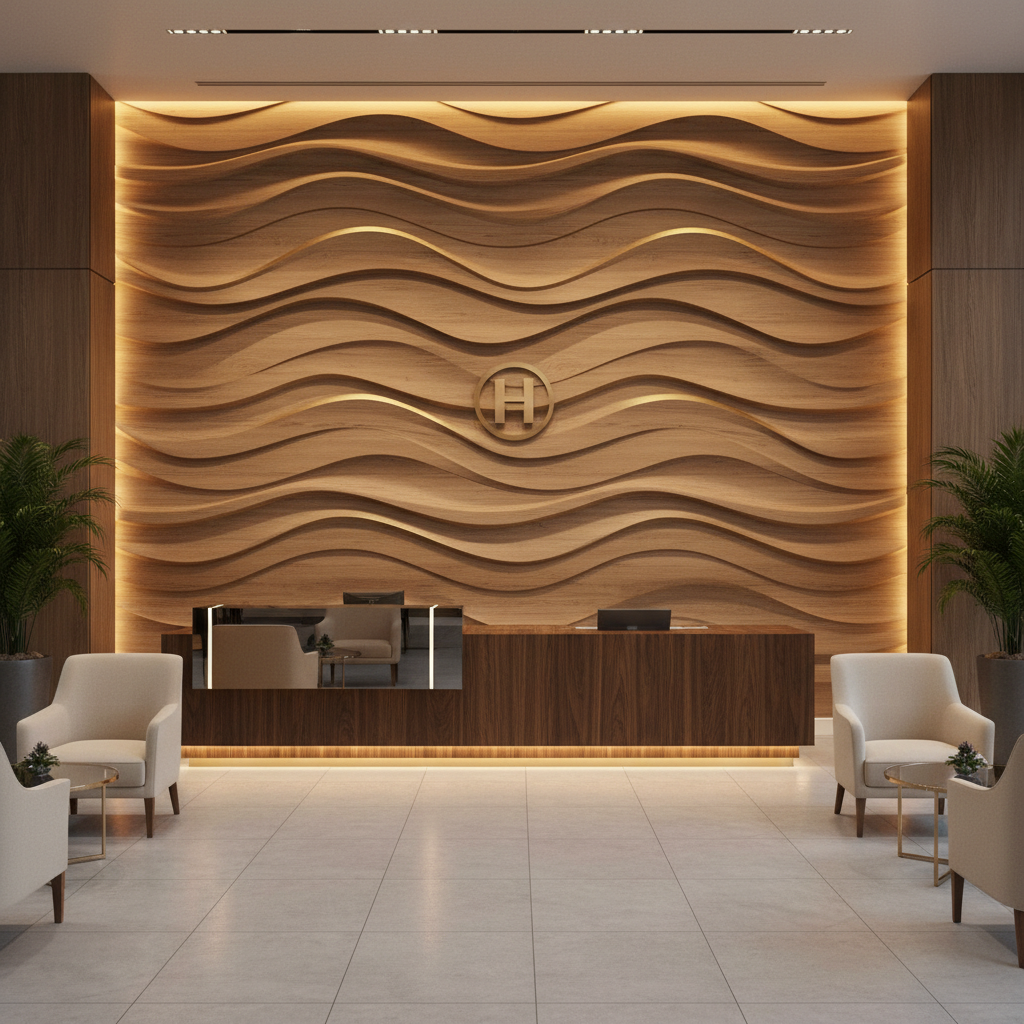 Wpc 3d Wall Panel For Hospitality & Hotel Design